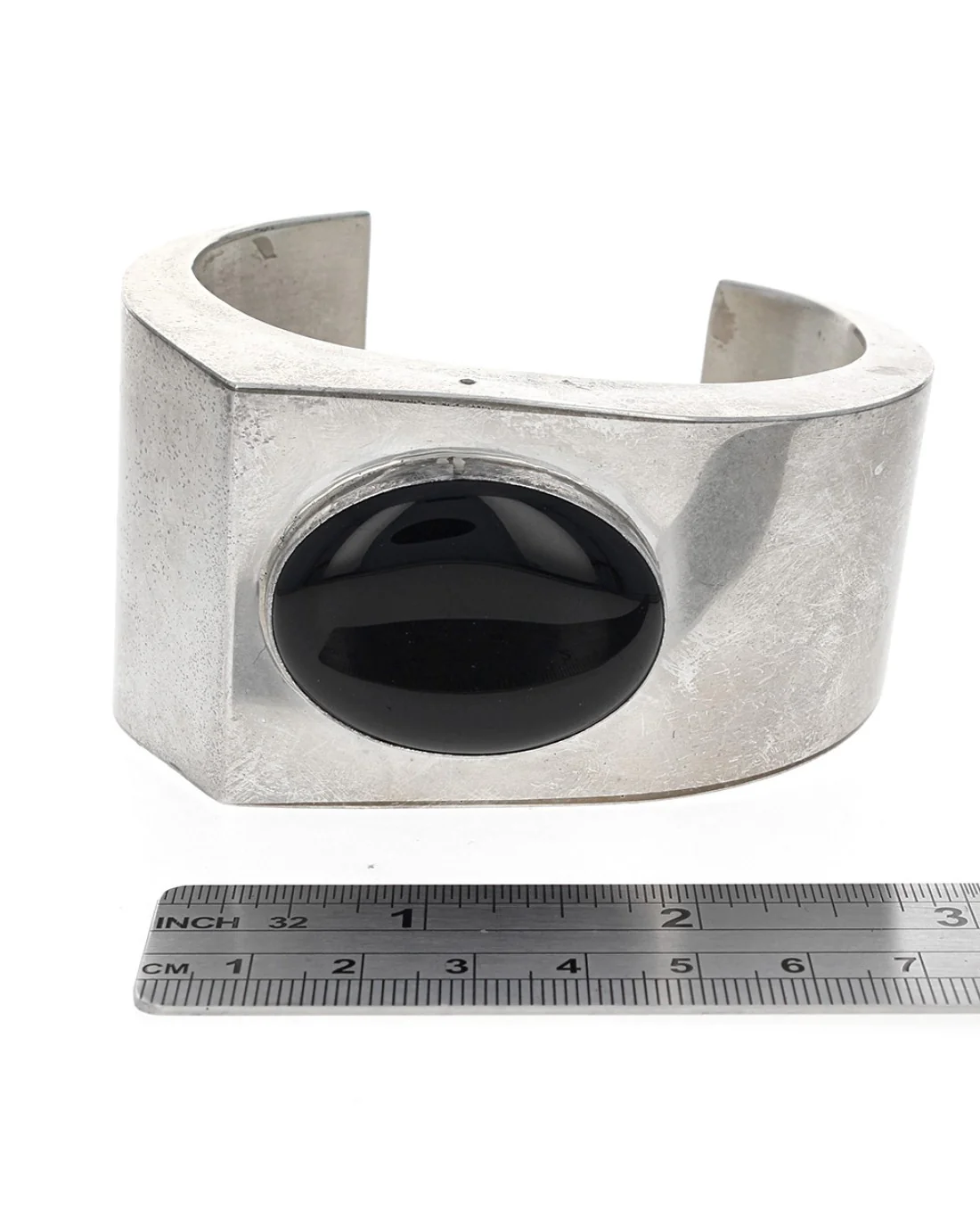 Navajo Sunrise Sterling Silver Black Onyx Cuff Bracelet - Image 3