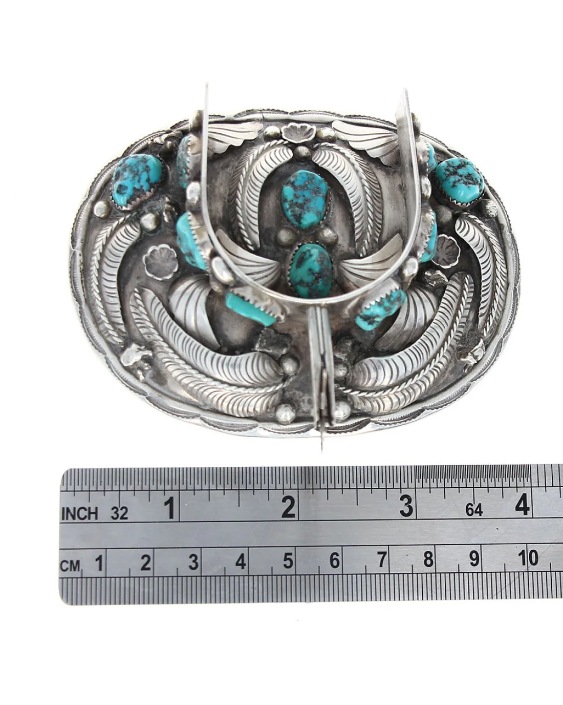 Navajo T.K. Emerson Sterling Silver & Turquoise Spur Buckle - Image 3