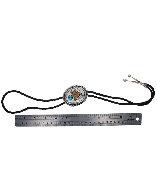 Navajo Tommy Moore Gold Filled Sterling Silver & Turquoise Bolo Tie - Image 3