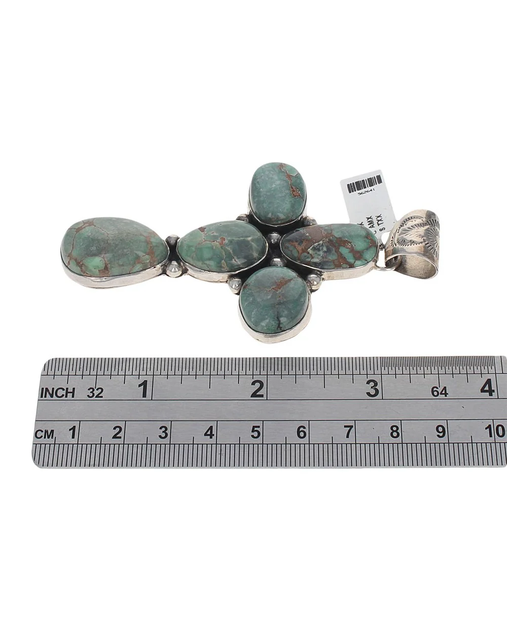 Navajo Tony Garcia Sterling Silver & Turquoise Cross Pendant - Image 3