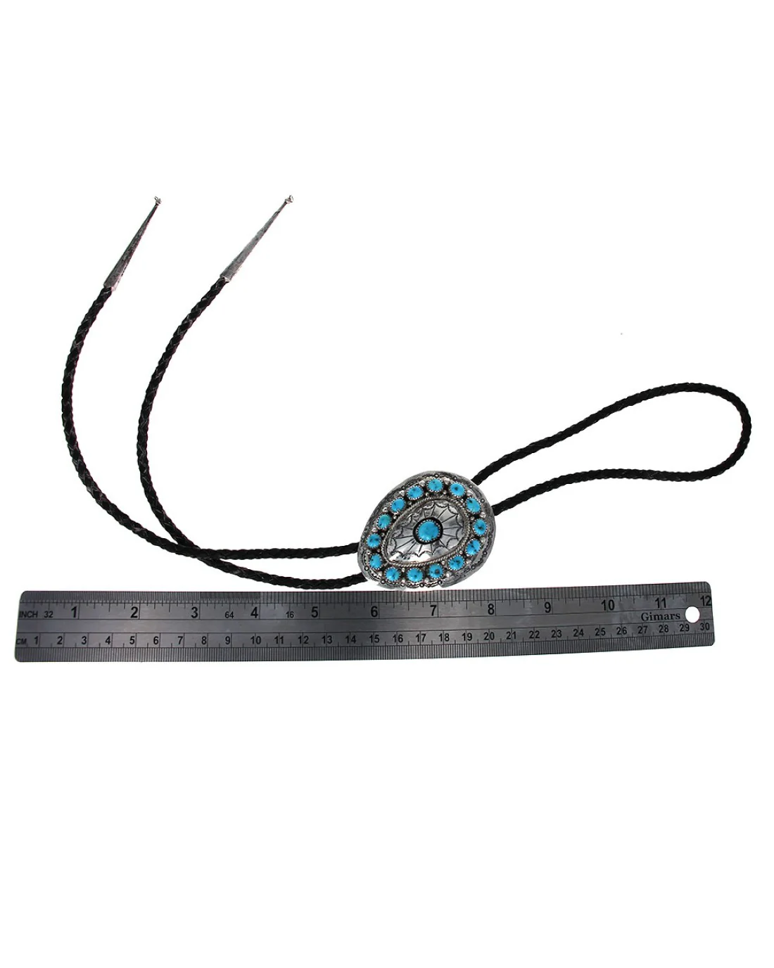 Navajo Wilbur Musket Sterling Silver & Turquoise Bolo Tie - Image 3