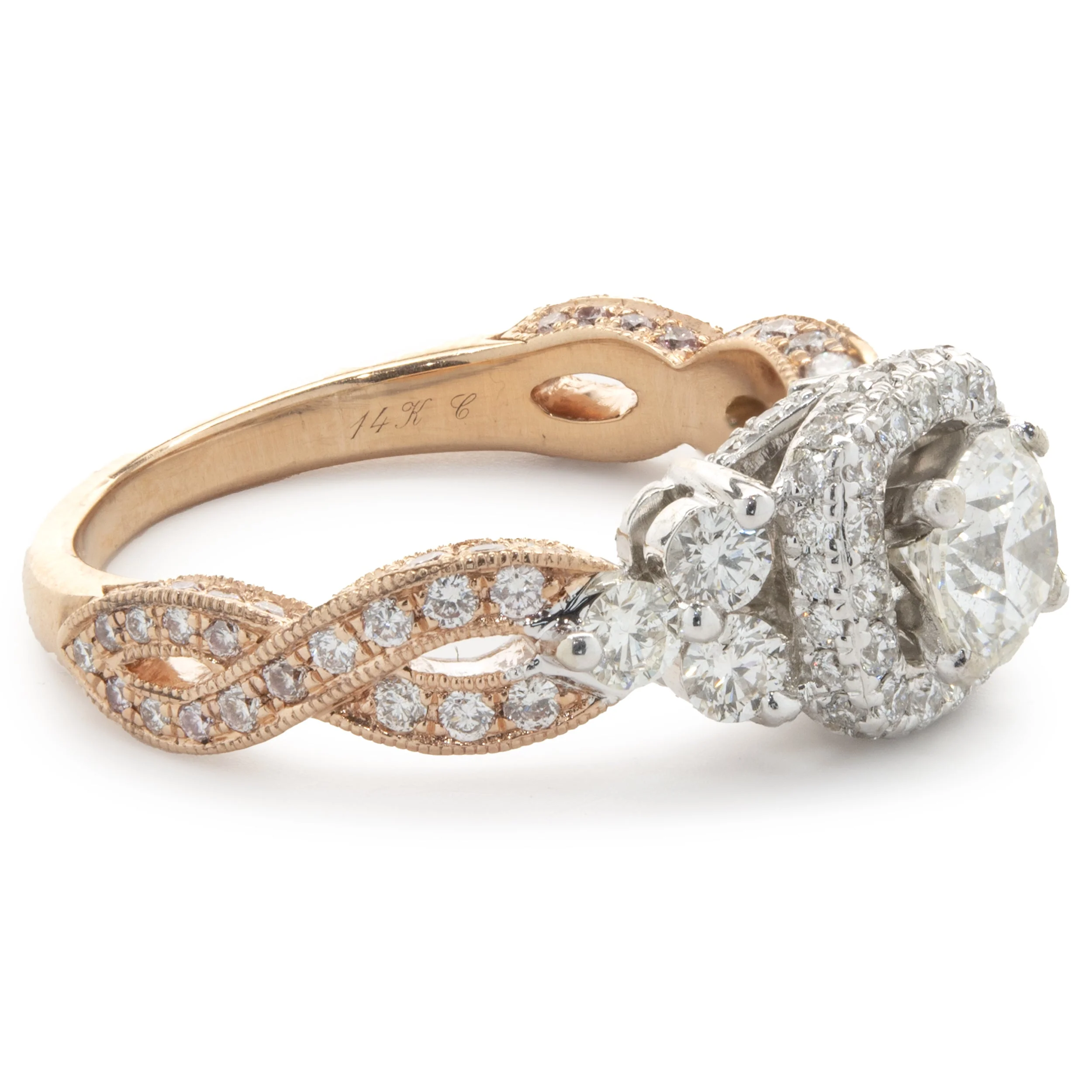 Neil Lane 14 Karat White and Rose Gold Round Brilliant Cut Diamond Engagement Ring - Image 2
