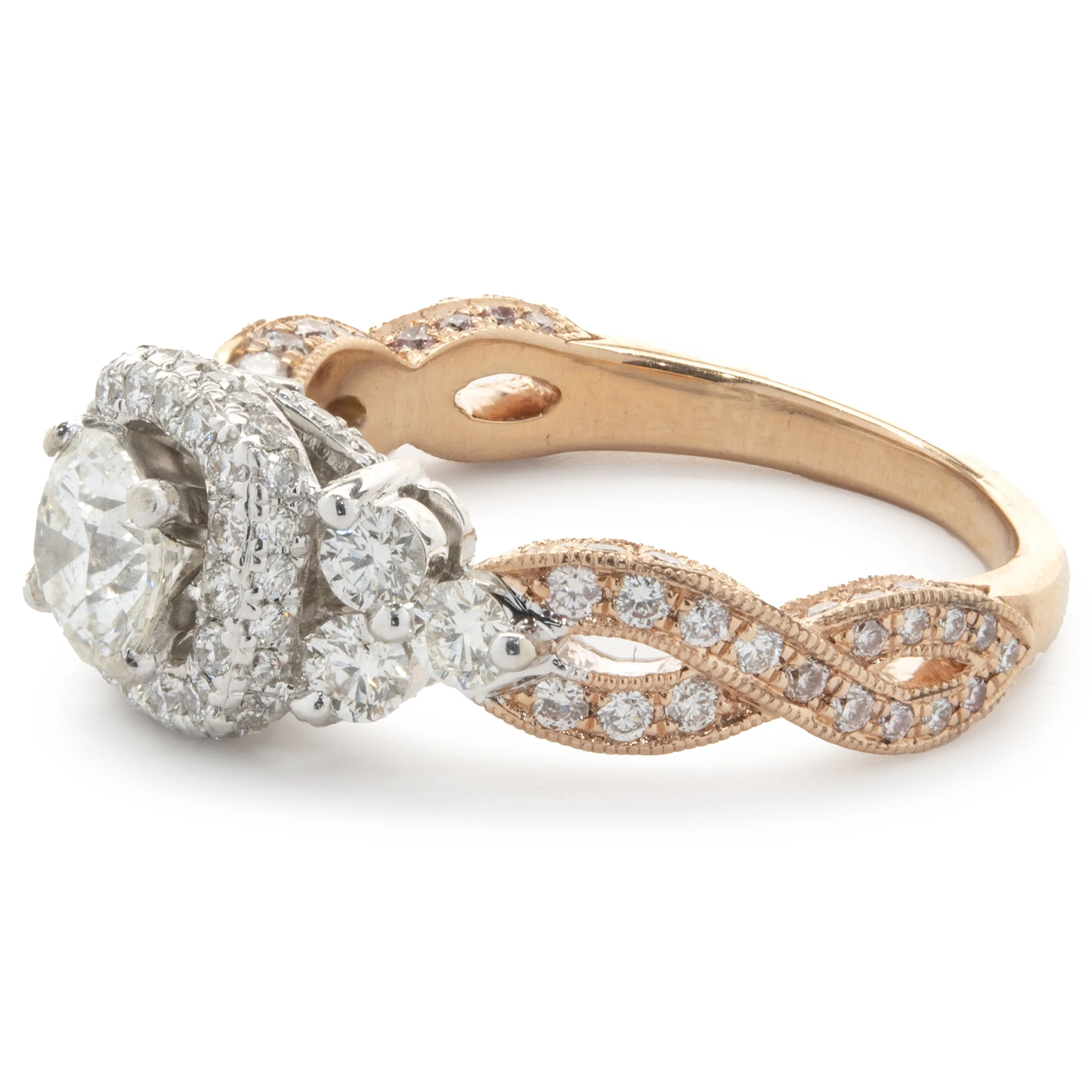 Neil Lane 14 Karat White and Rose Gold Round Brilliant Cut Diamond Engagement Ring - Image 4