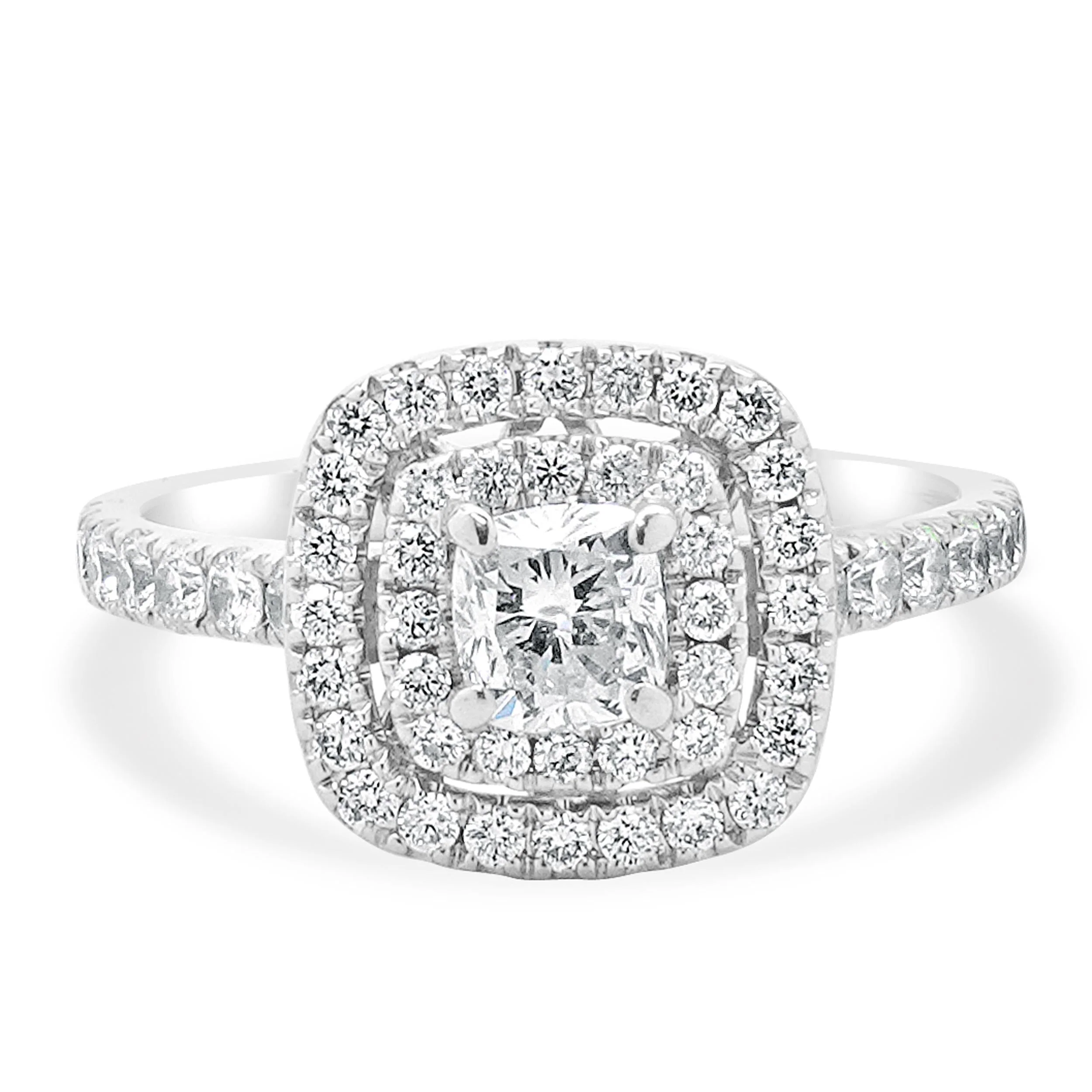 Neil Lane 14 Karat White Gold Cushion Cut Diamond Engagement Ring