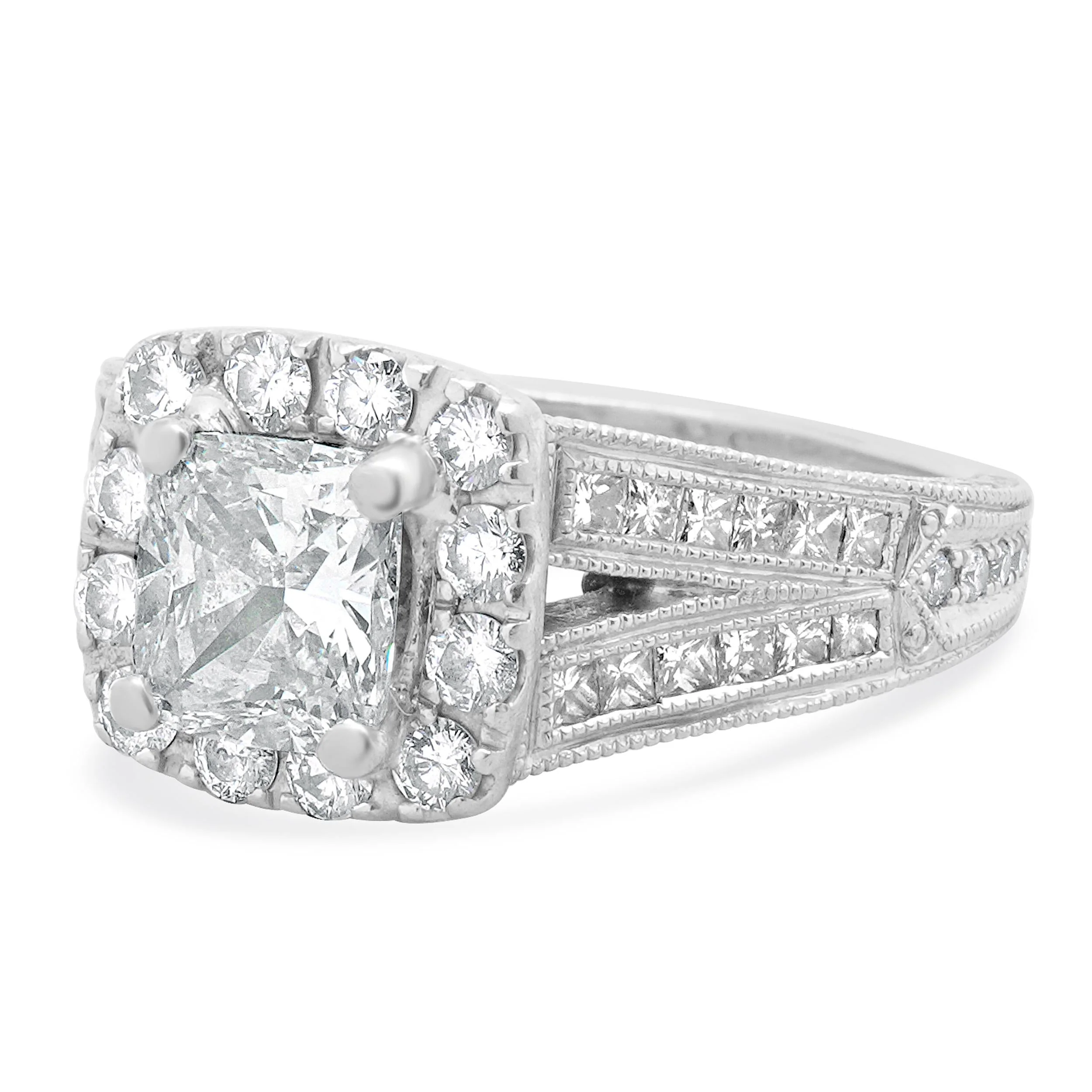 Neil Lane 14 Karat White Gold Cushion Cut Diamond Engagement Ring - Image 2