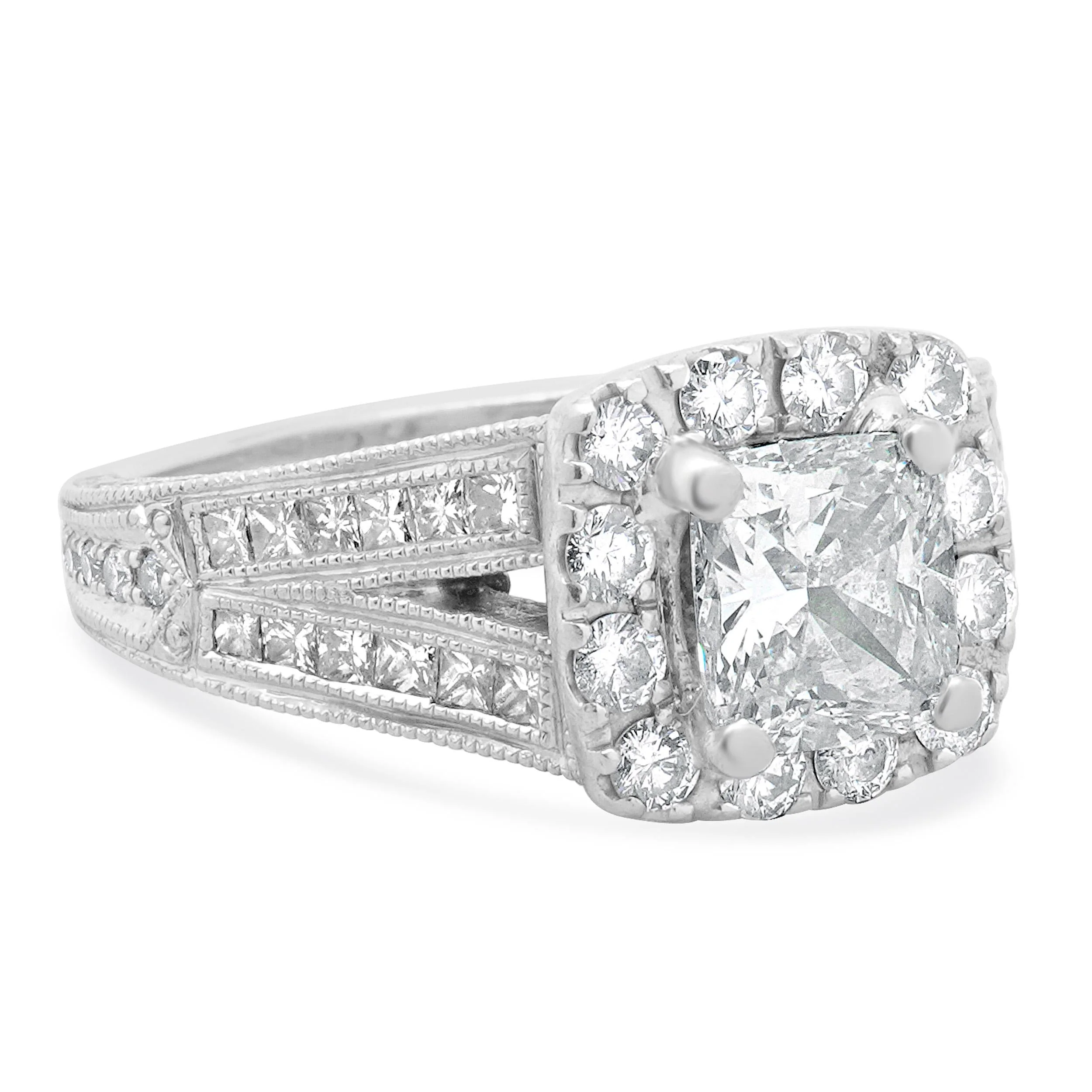 Neil Lane 14 Karat White Gold Cushion Cut Diamond Engagement Ring - Image 4