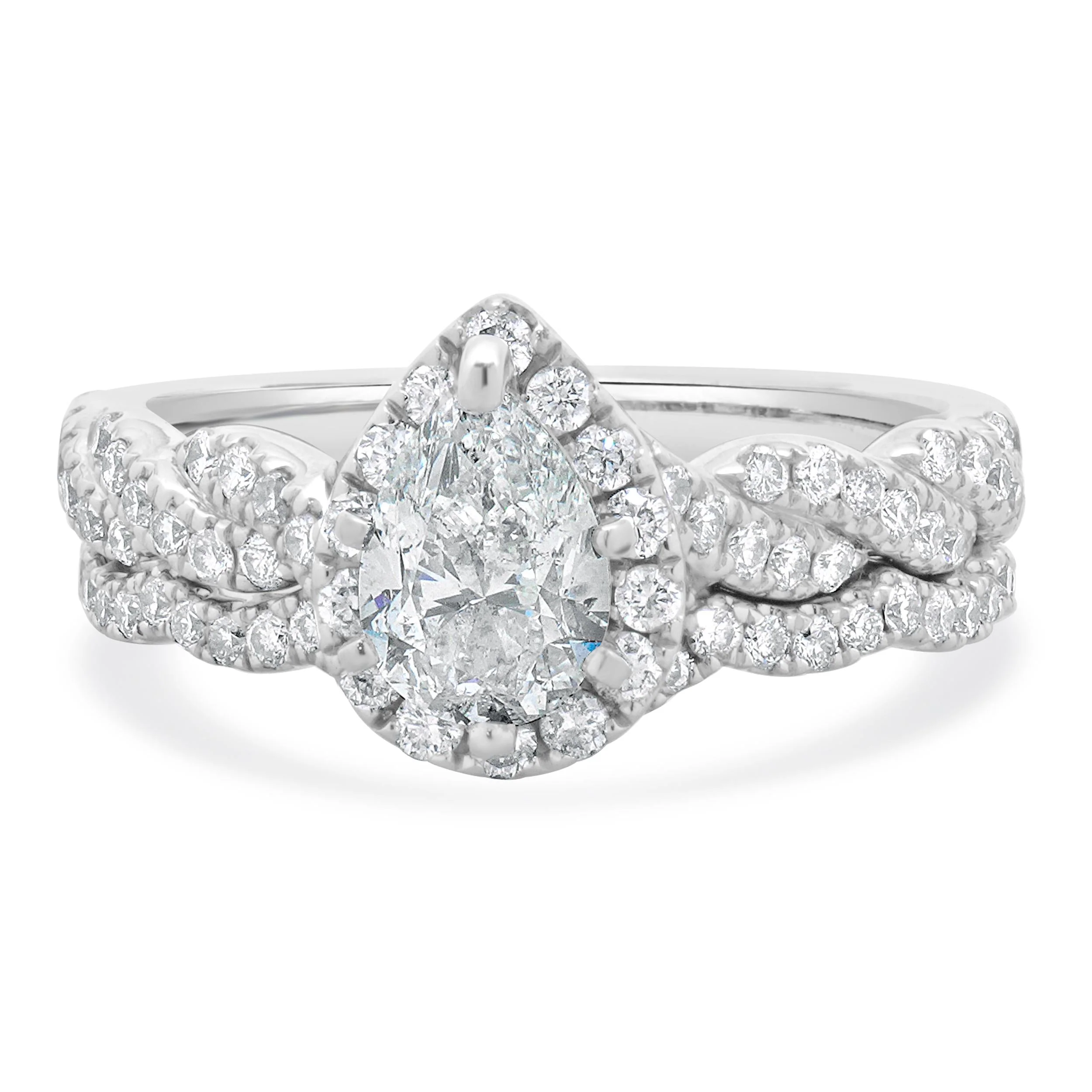 Neil Lane 14 Karat White Gold Pear Cut Diamond Engagement Ring
