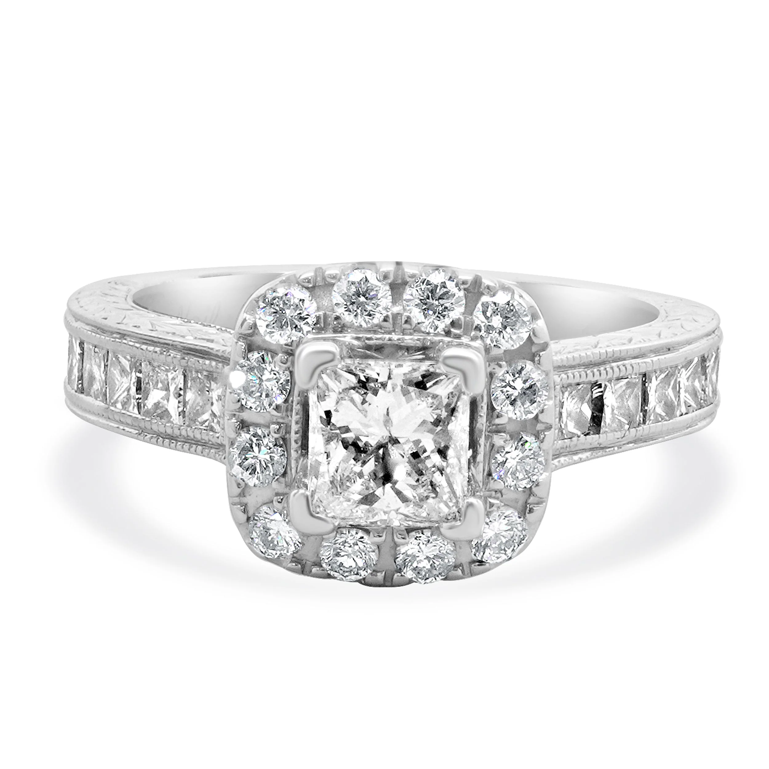 Neil Lane 14 Karat White Gold Princess Cut Diamond Engagement Ring