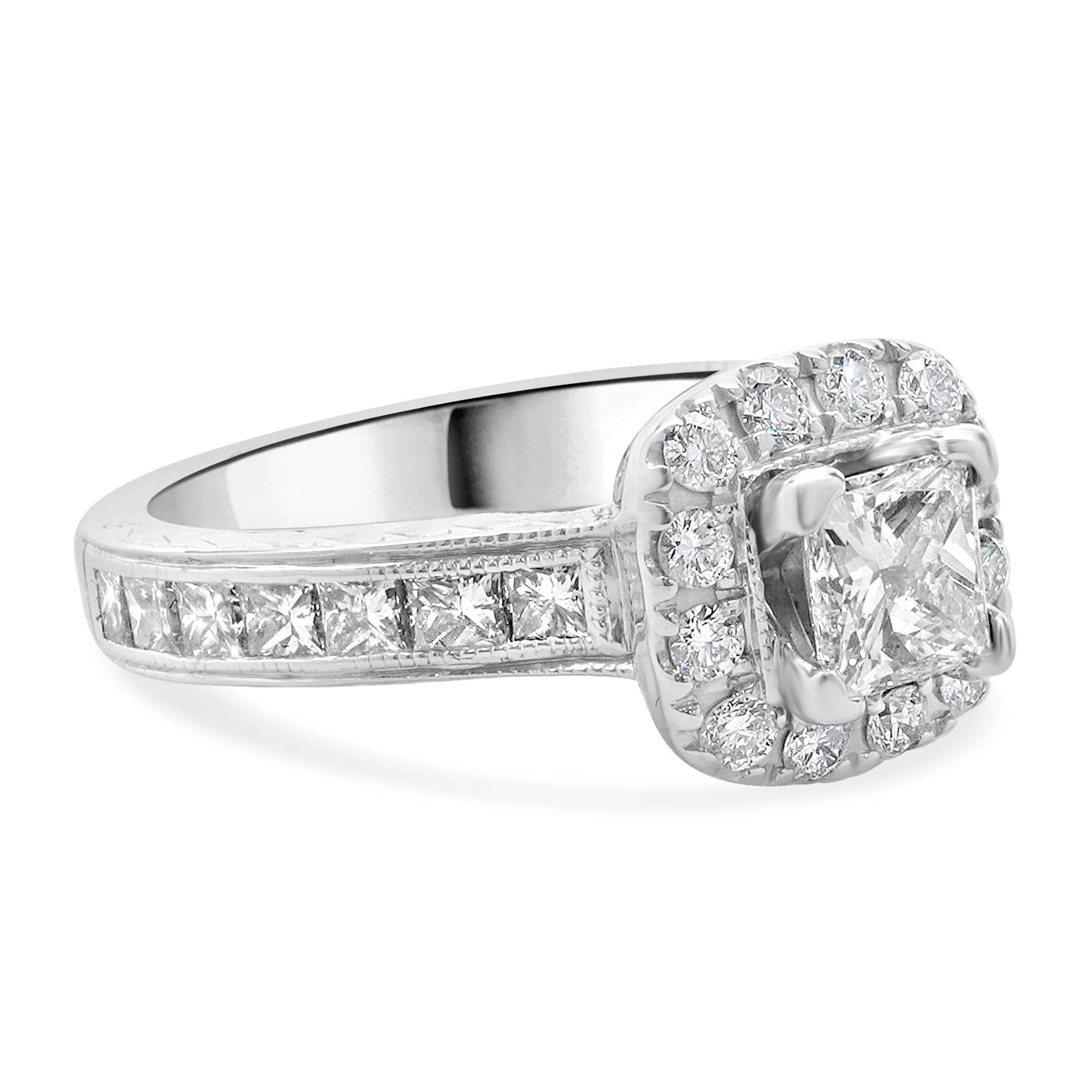 Neil Lane 14 Karat White Gold Princess Cut Diamond Engagement Ring - Image 4