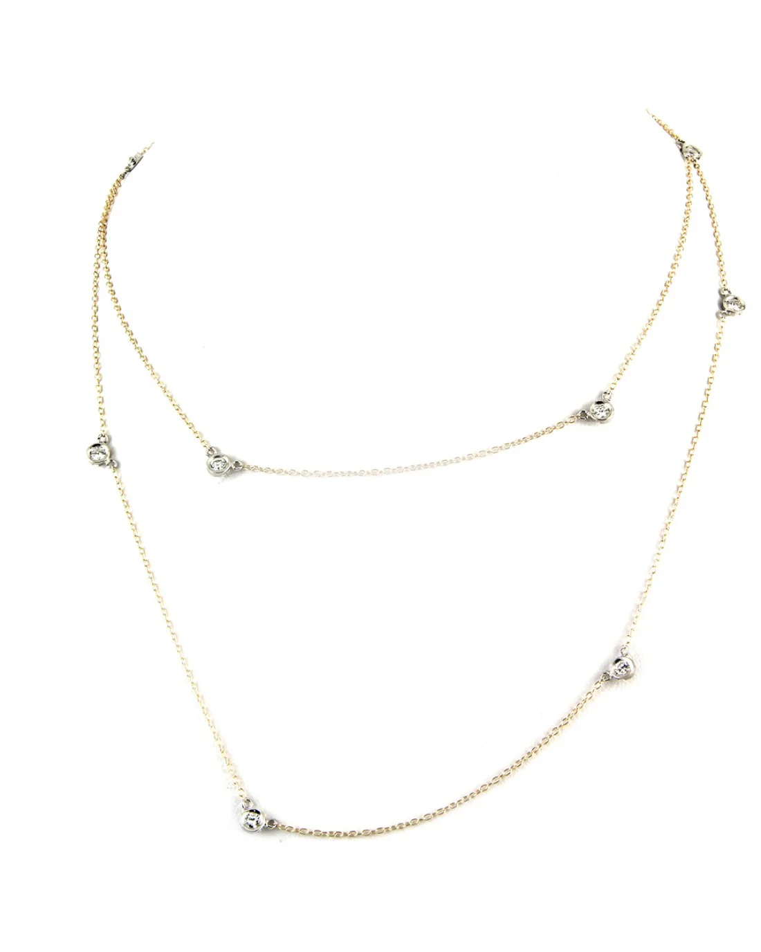 Nine Diamond Station Gold Necklace - Image 3