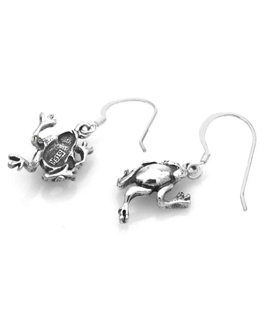 Noah's Ark Frog Earrings in Silver - Image 2