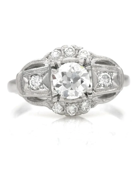 Old European Cut Diamond Antique Ring in Platinum - Image 2
