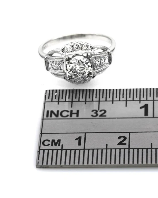Old European Cut Diamond Antique Ring in Platinum - Image 3