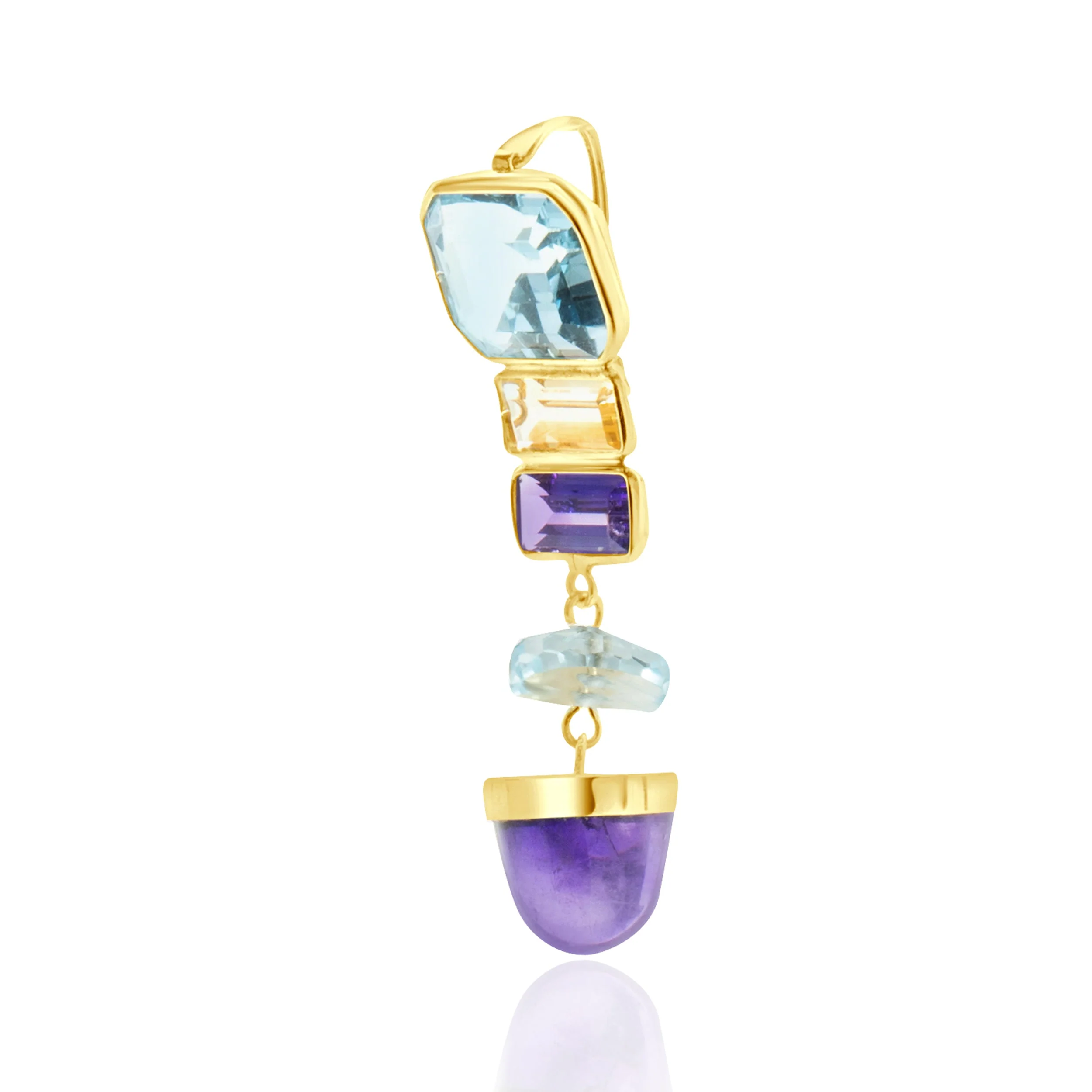 Oliver B 14 Karat Yellow Gold Multi Gemstone Drop Pendant - Image 2