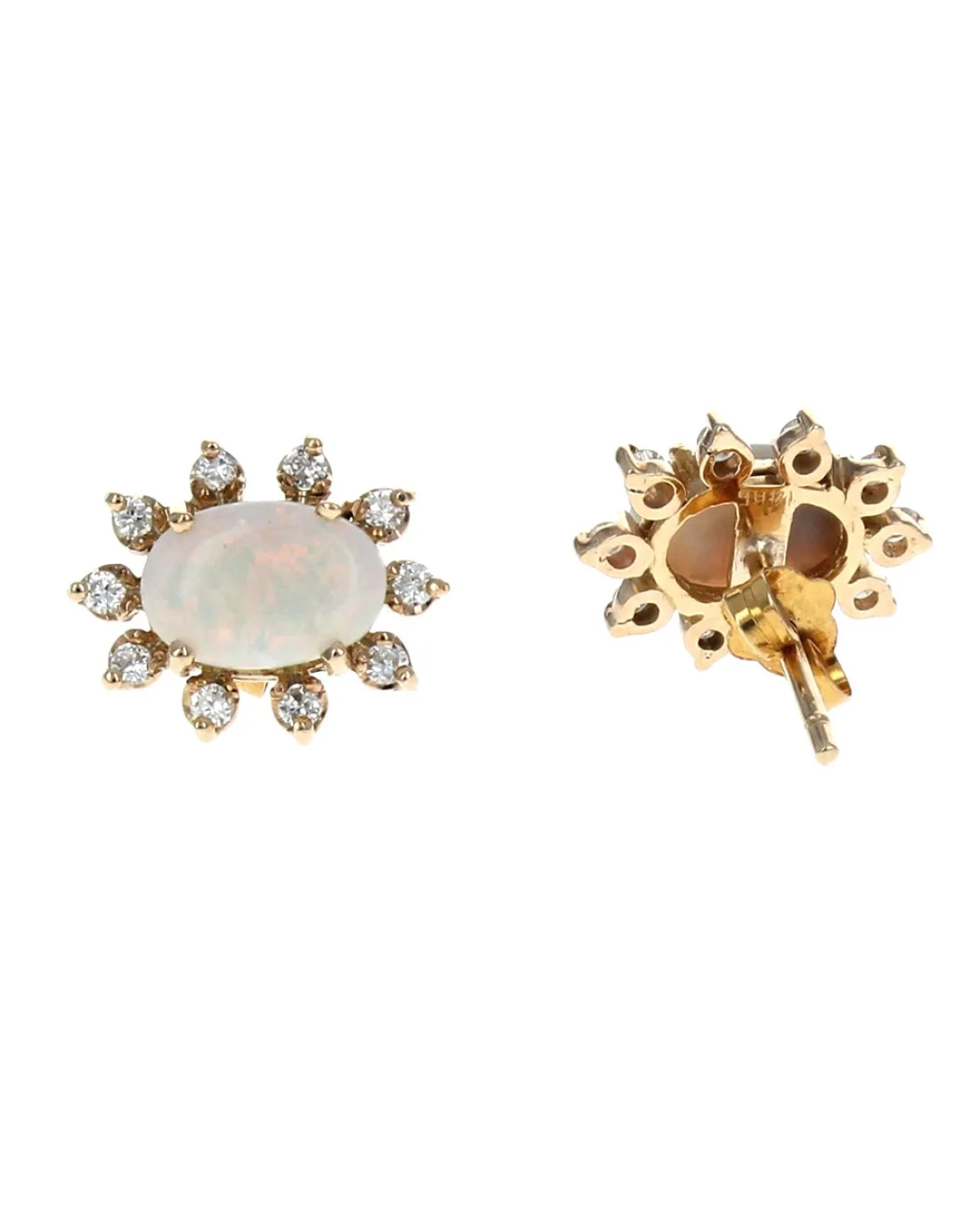Opal and Diamond Halo Stud Earrings - Image 2