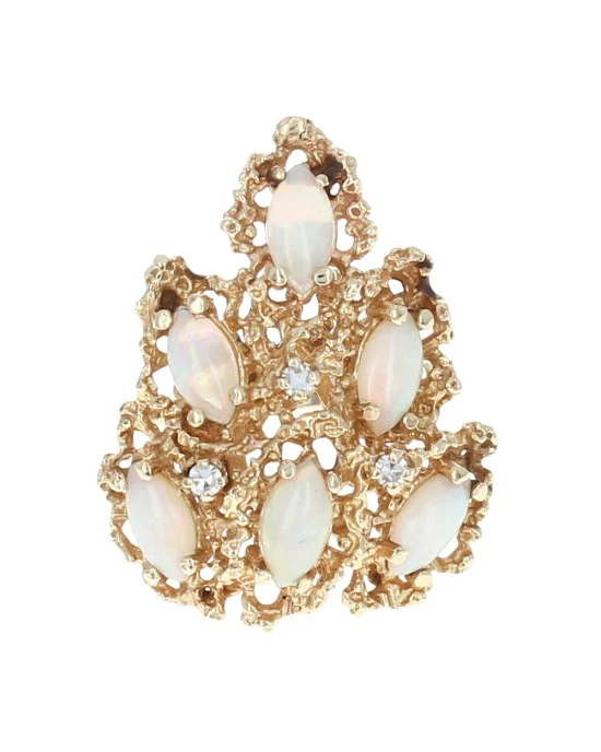Opal and Diamond Pear Shape Ring - Image 2