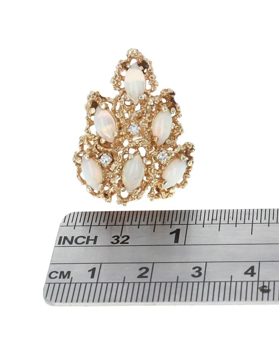 Opal and Diamond Pear Shape Ring - Image 3