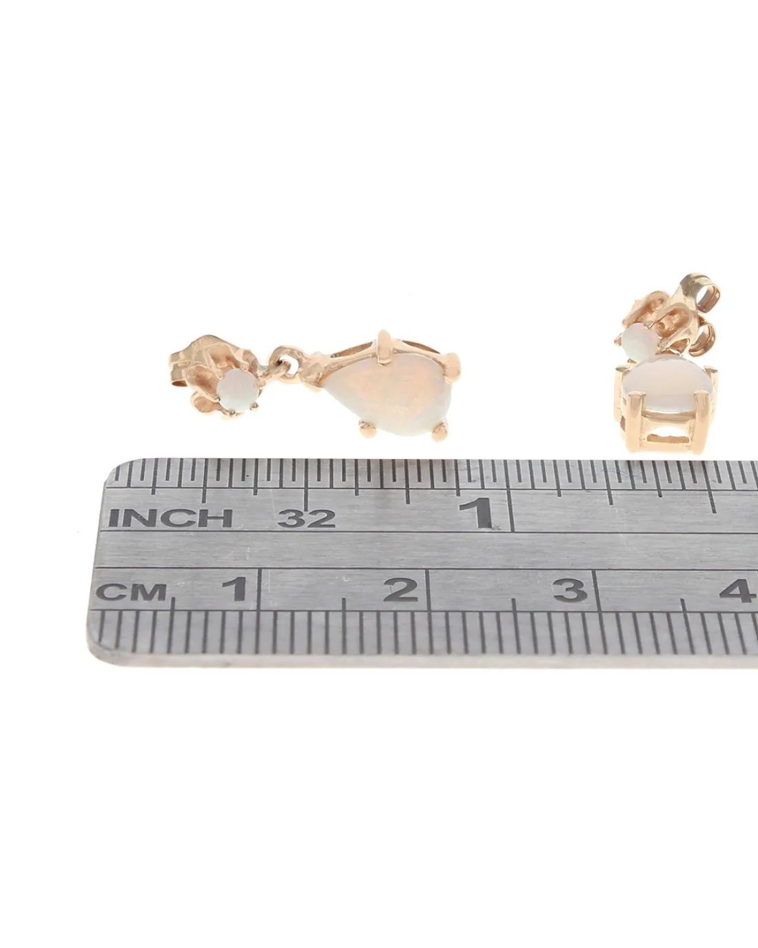 Opal Dangle Earrings in Yellow Gold - Image 3