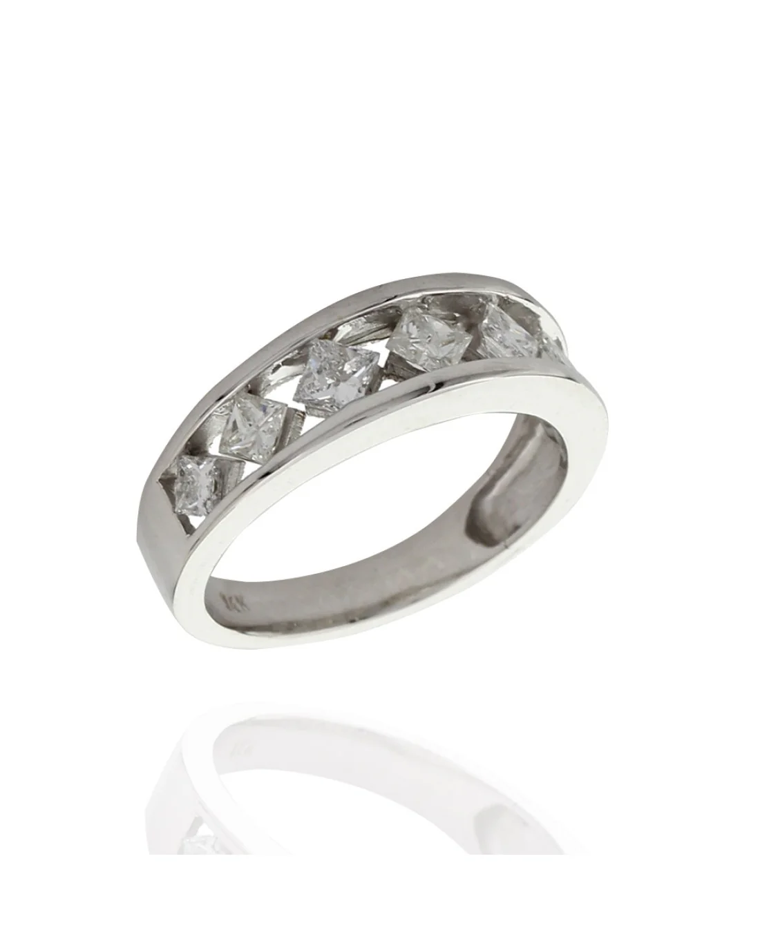 Open Channel Princess Diamond Ring