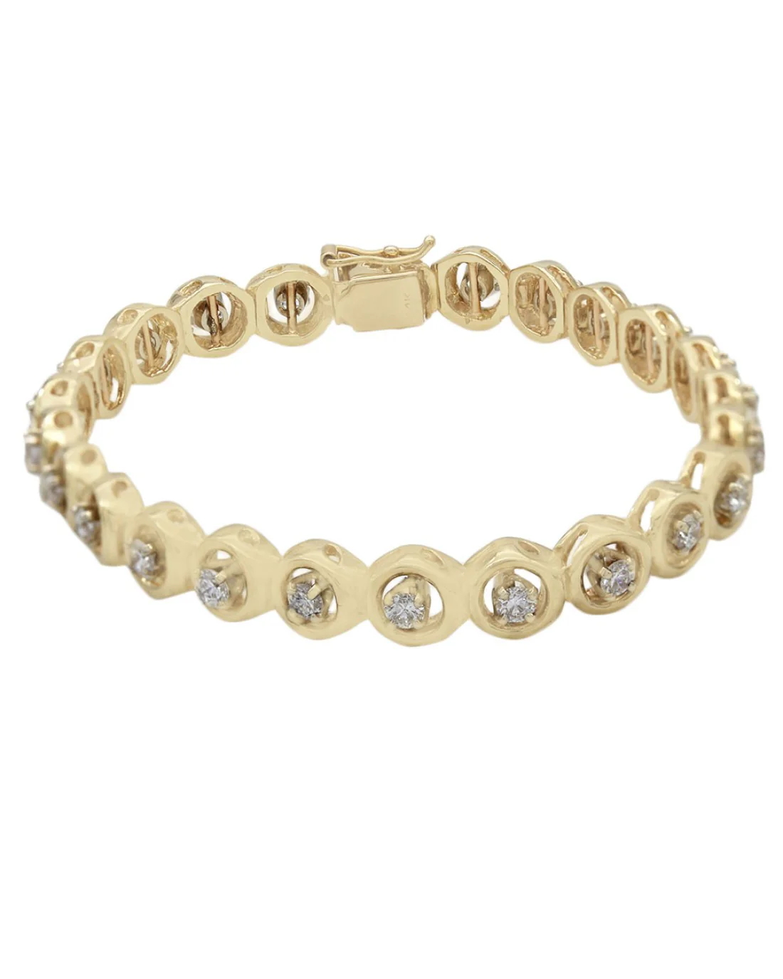 Open Circle Link Diamond Inline Bracelet - Image 2