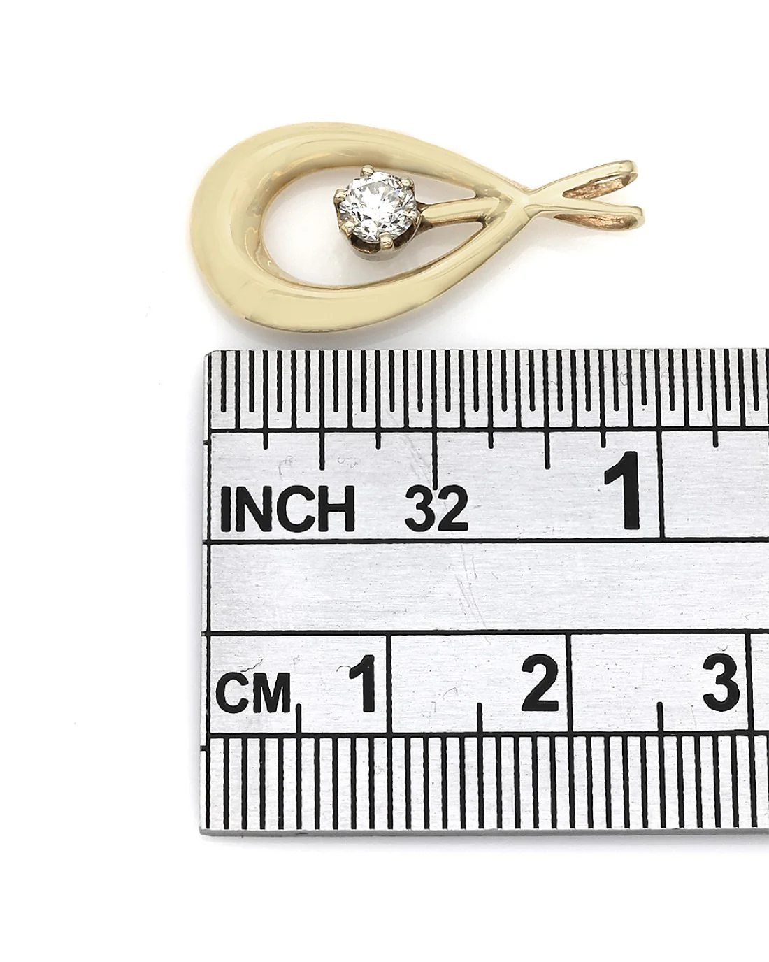 Open Teardrop Diamond Solitaire Pendant - Image 3