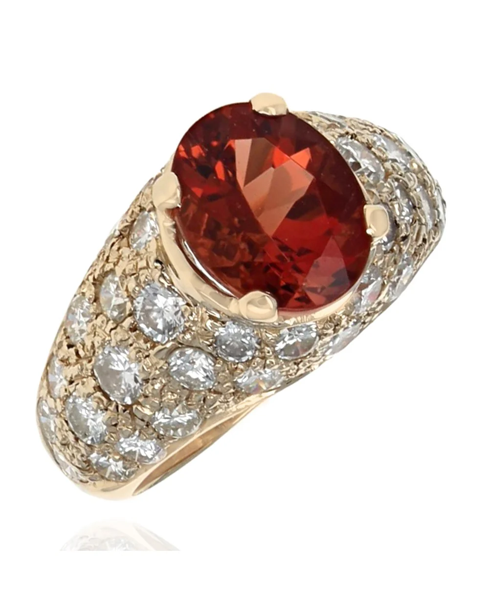 Oregon Sunstone and Diamond Dome Ring