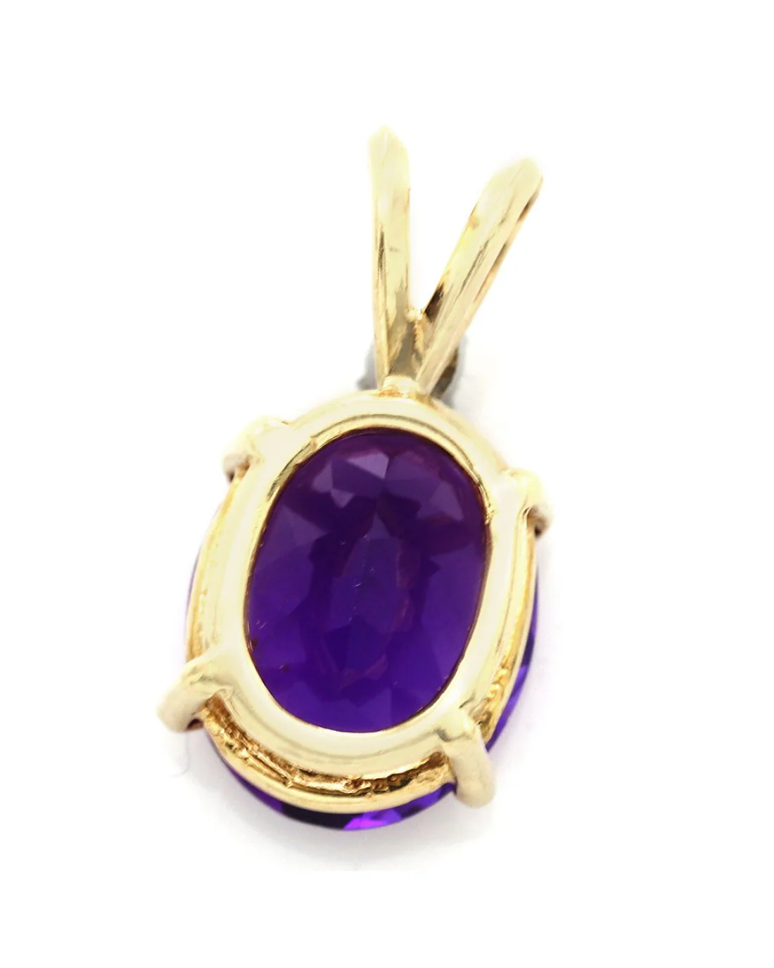 Oval Amethyst and Diamond Pendant in Yellow Gold - Image 2