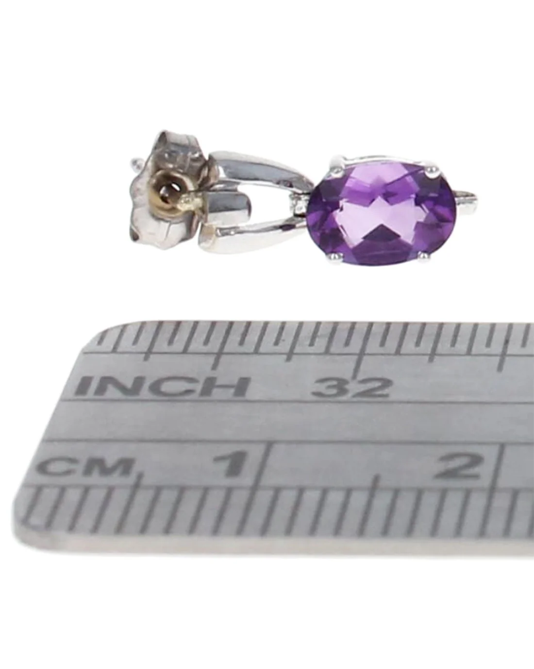 Oval Amethyst Drop Earrings in White Gold - Image 3