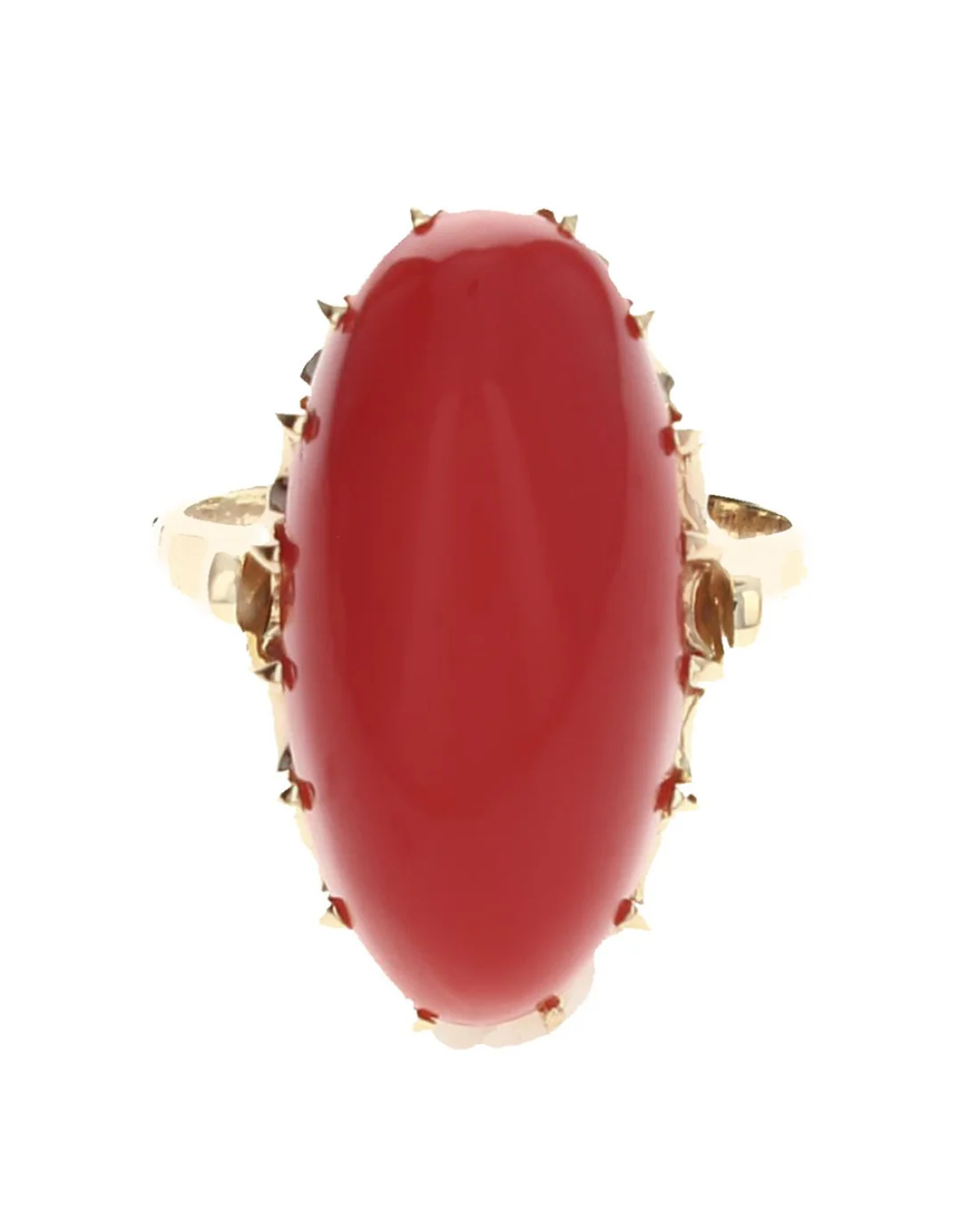 Oval Coral Cabochon Ring - Image 2