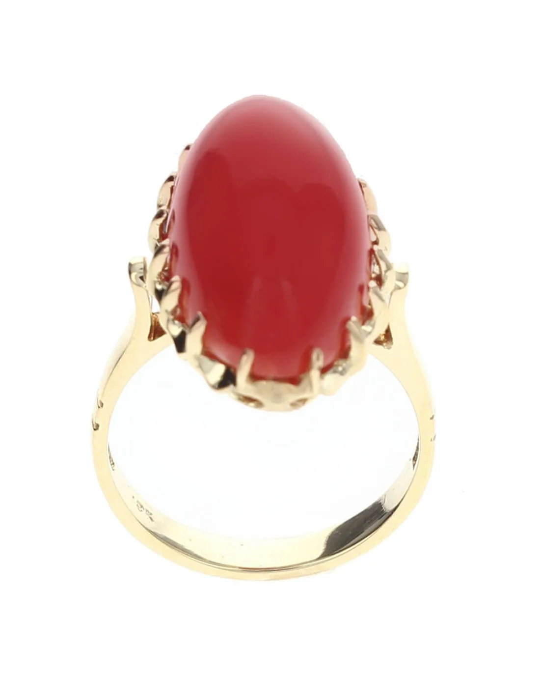 Oval Coral Cabochon Ring - Image 3