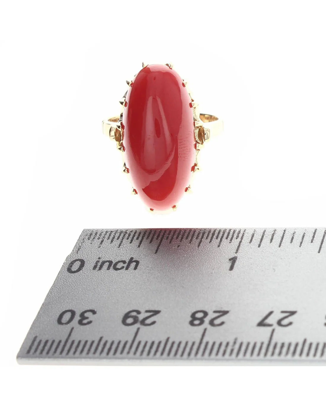 Oval Coral Cabochon Ring - Image 4