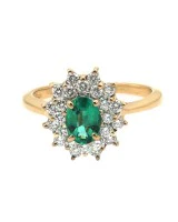 Oval Emerald and Diamond Double Halo Ring - Image 2