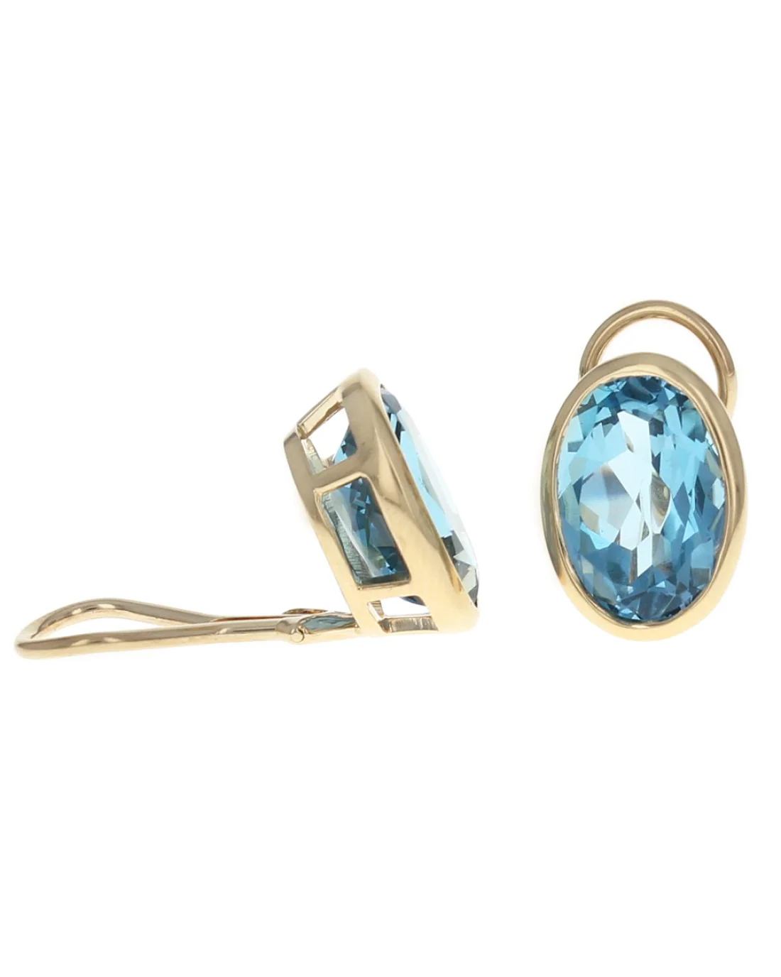 Oval Faceted Swiss Blue Topaz Earrings - Image 2