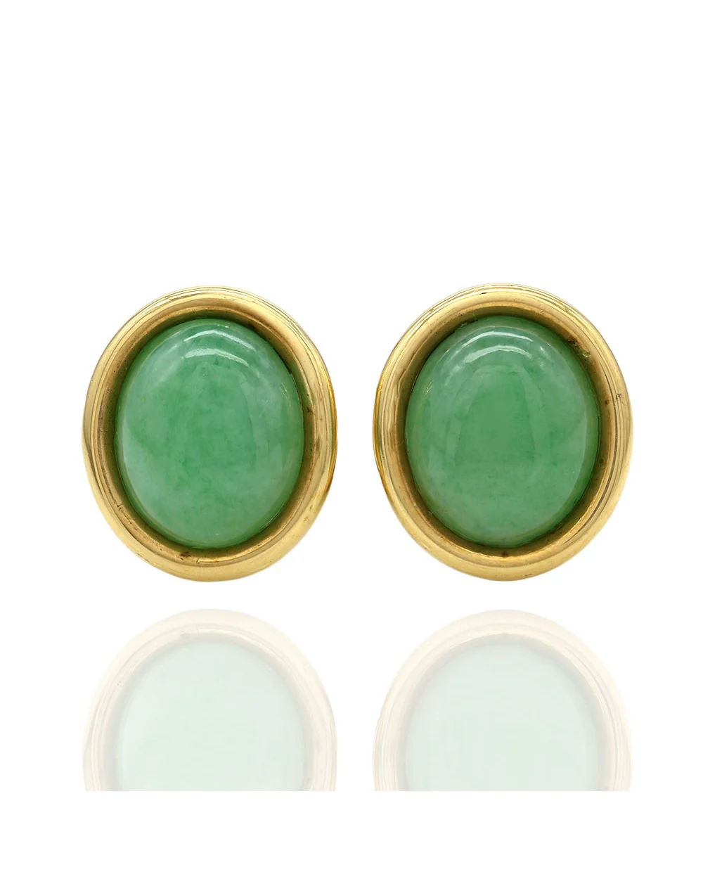 Oval Jadeite Earrings in Gold