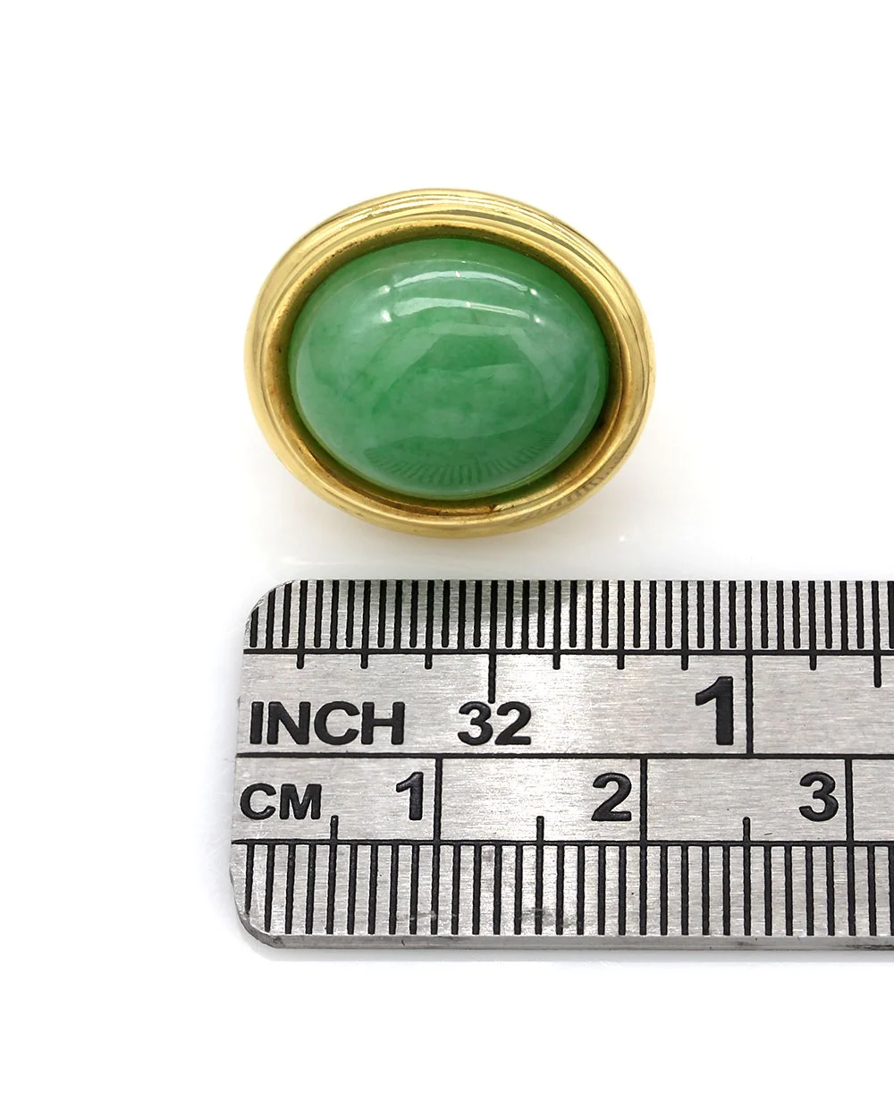 Oval Jadeite Earrings in Gold - Image 3