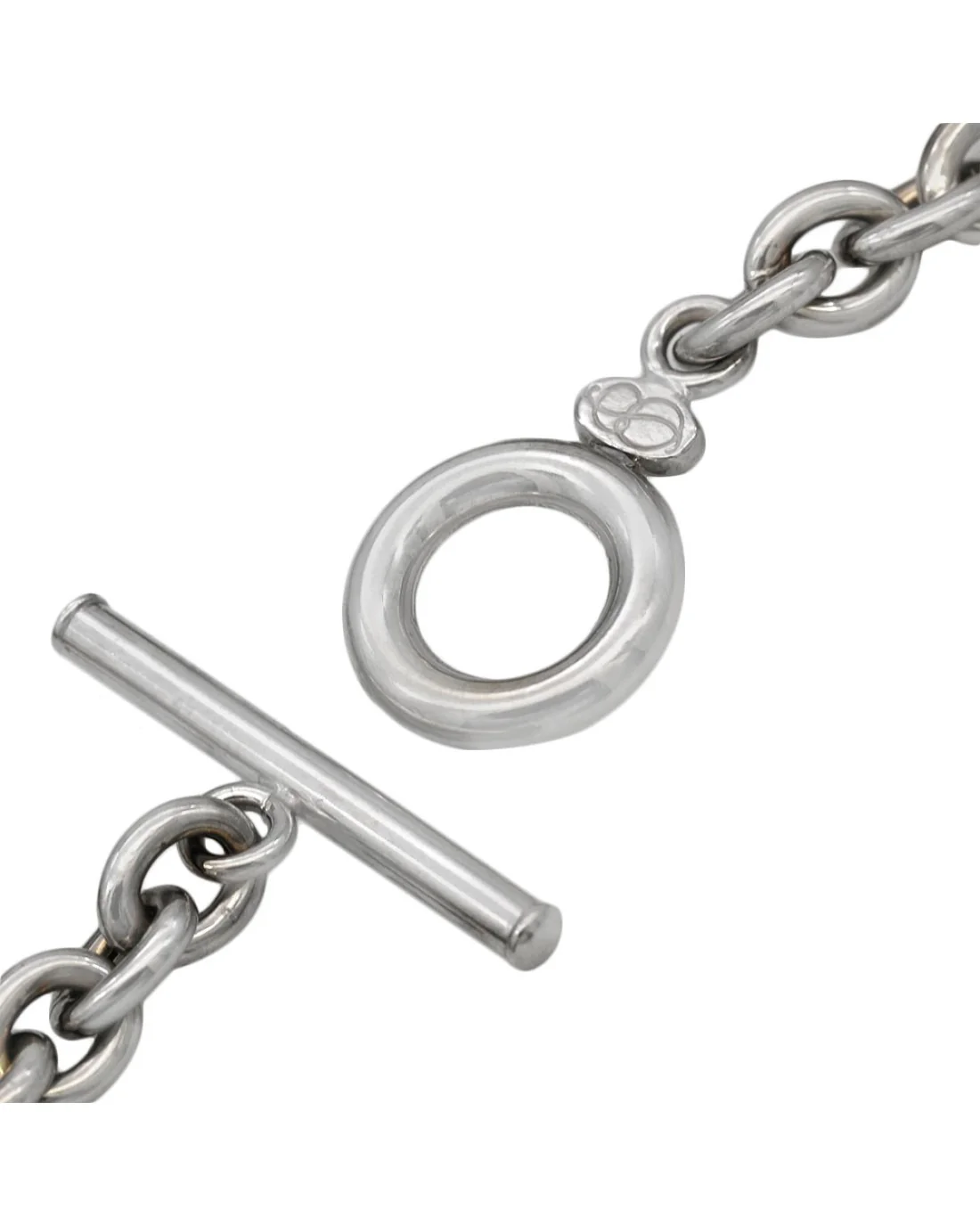 Oval Link Chain Toggle Clasp Bracelet with Tahitian Baroque Pearl - Image 2