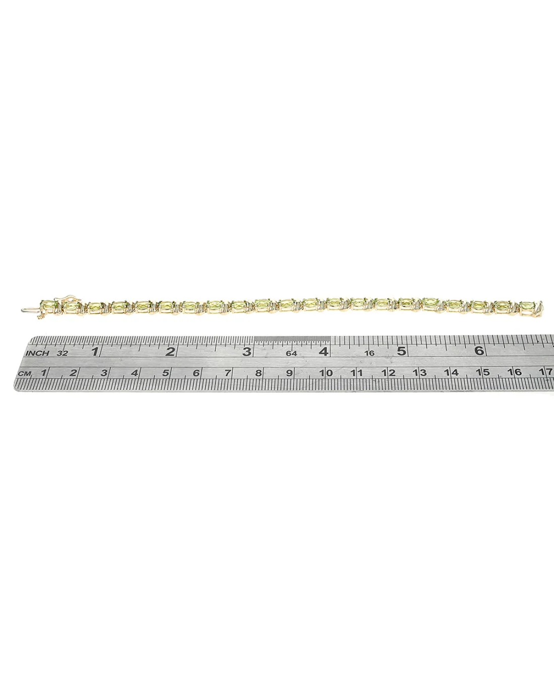 Oval Peridot Inline Bracelet in Gold - Image 3