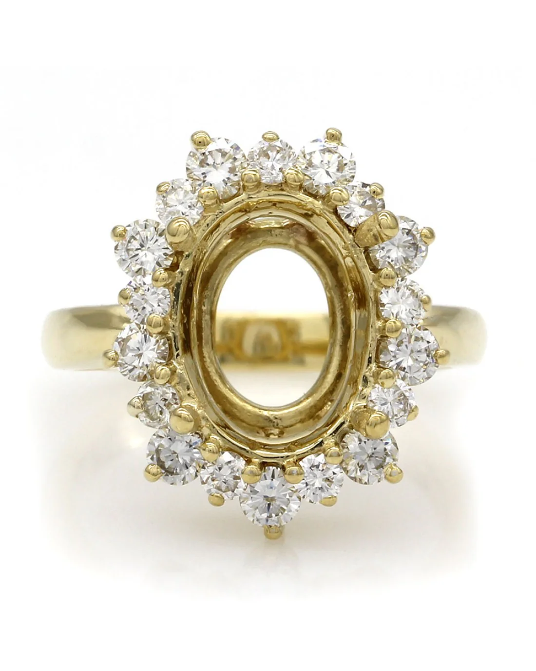 Oval Shaped Diamond Halo Mounting in Gold - Image 2