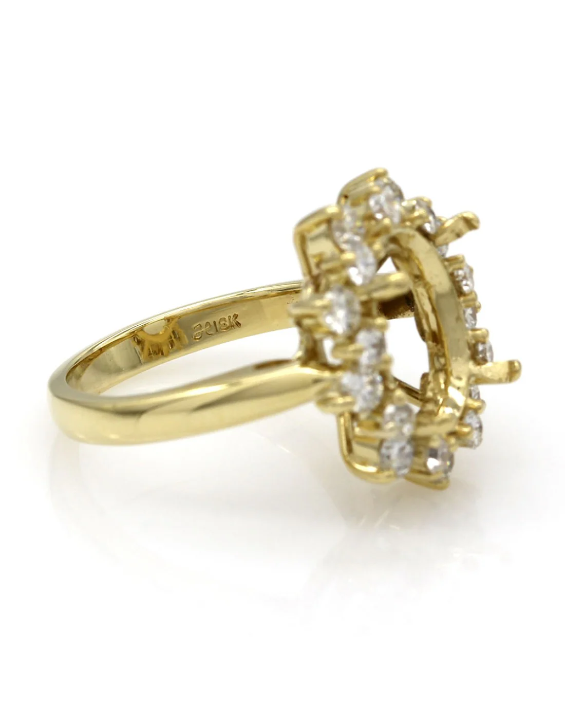 Oval Shaped Diamond Halo Mounting in Gold - Image 3
