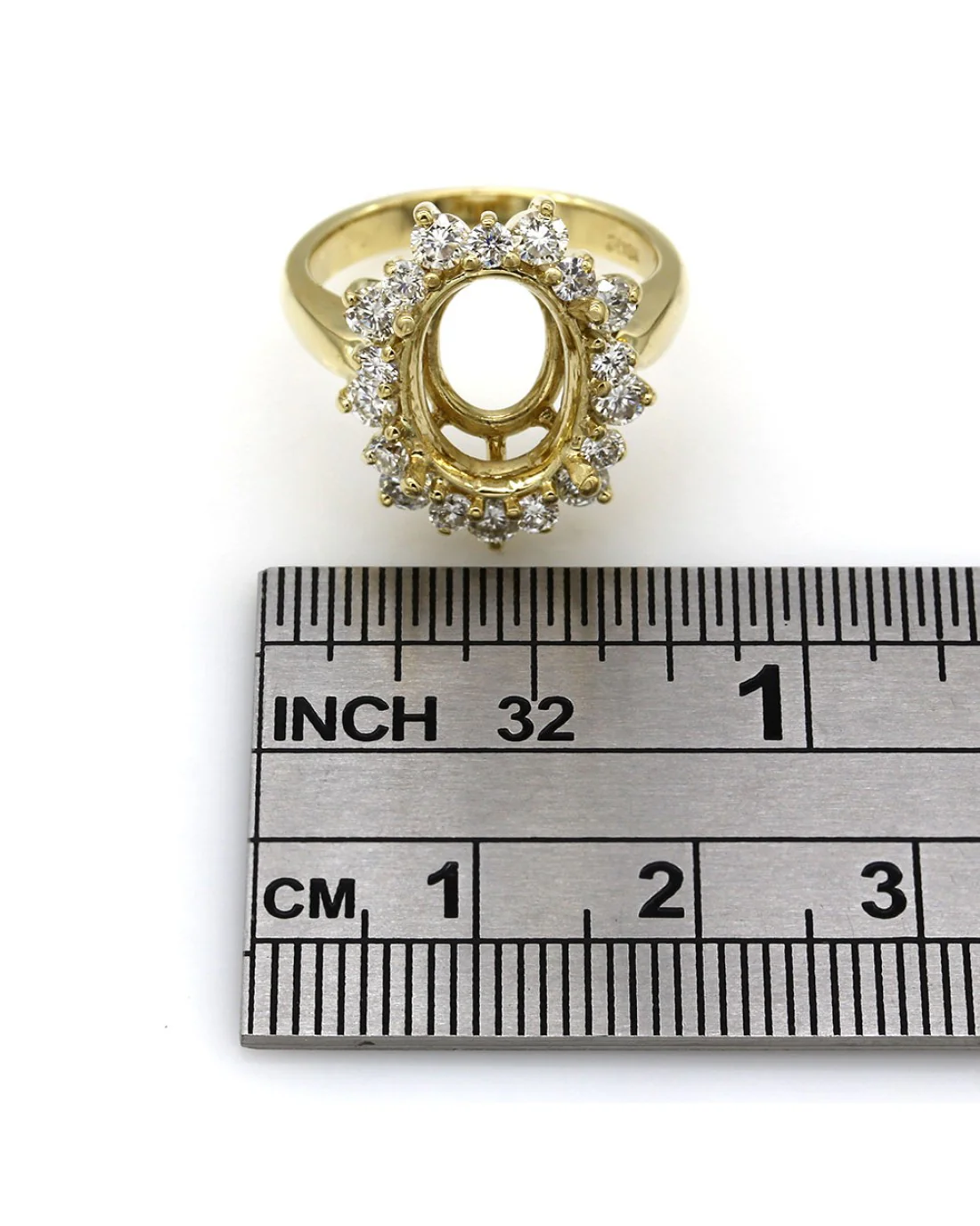 Oval Shaped Diamond Halo Mounting in Gold - Image 4