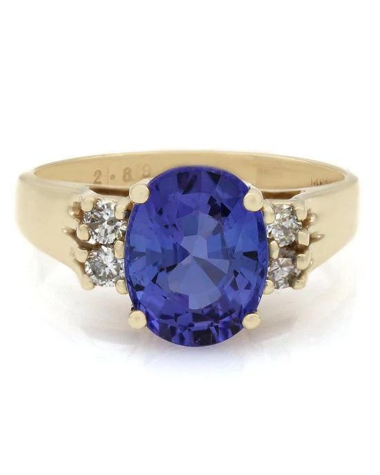 Oval Tanzanite and Diamond Accent Ring - Image 2