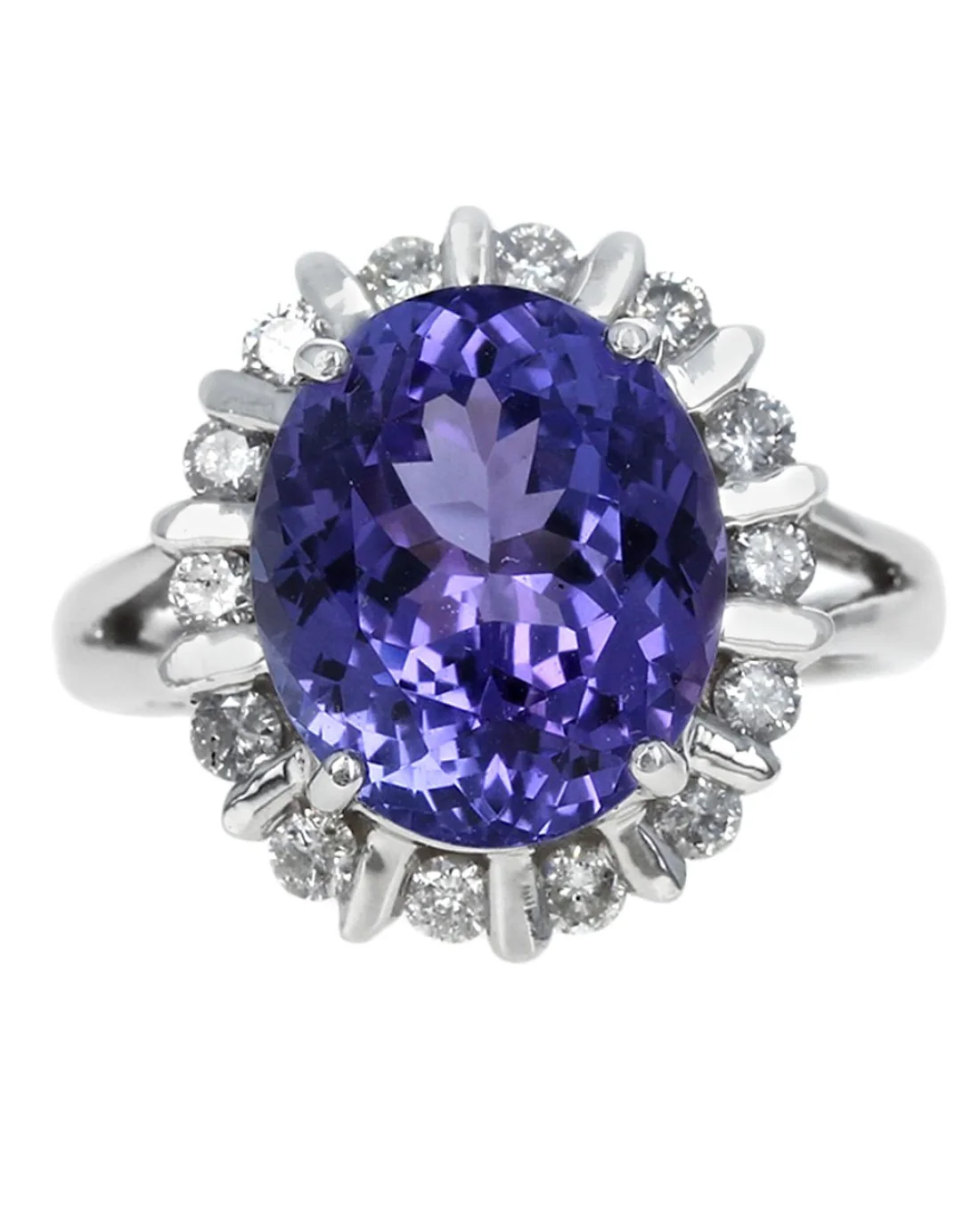 Oval Tanzanite Diamond Halo Ring - Image 2
