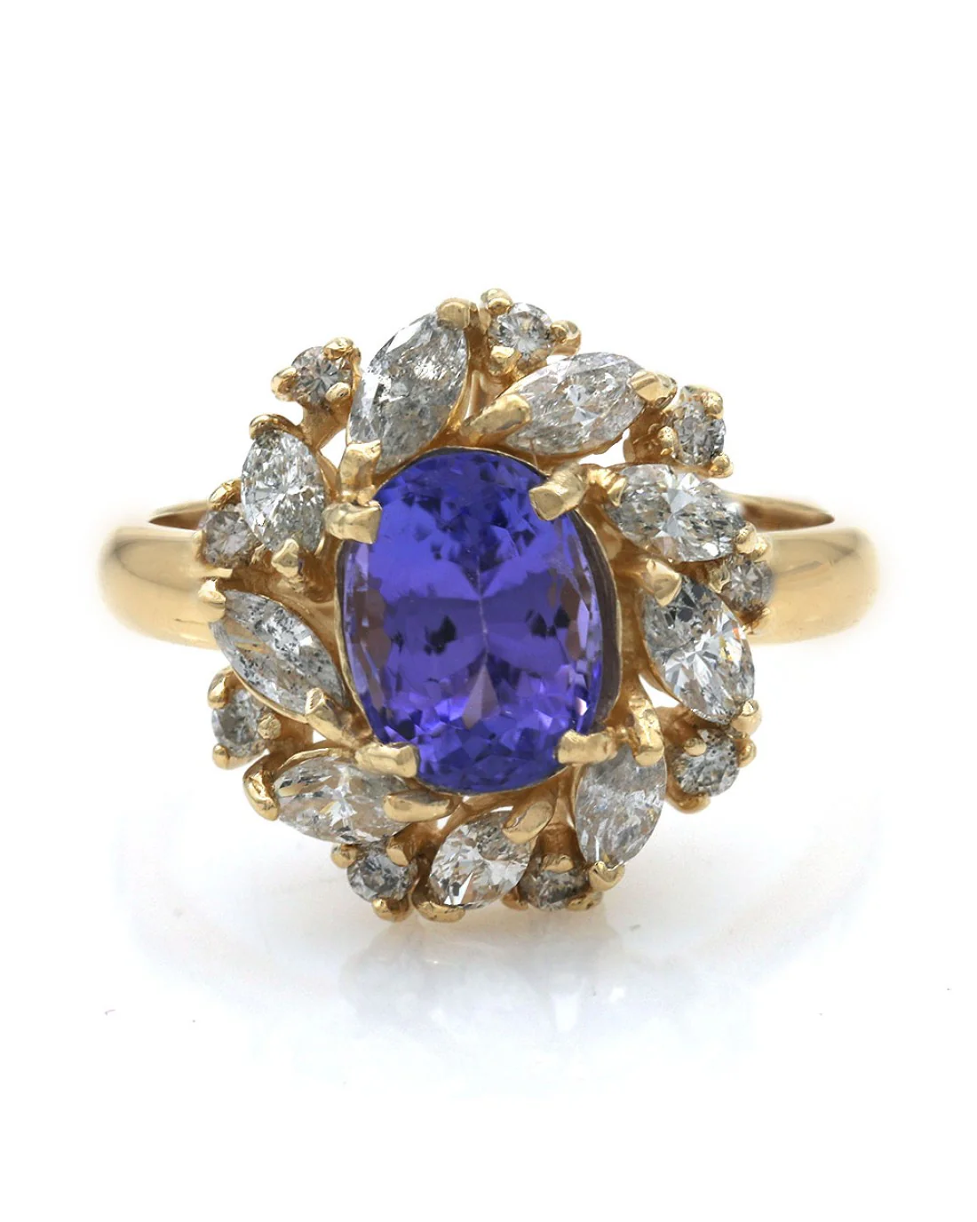 Oval Tanzanite Mixed Cut Diamond Halo Ring - Image 2