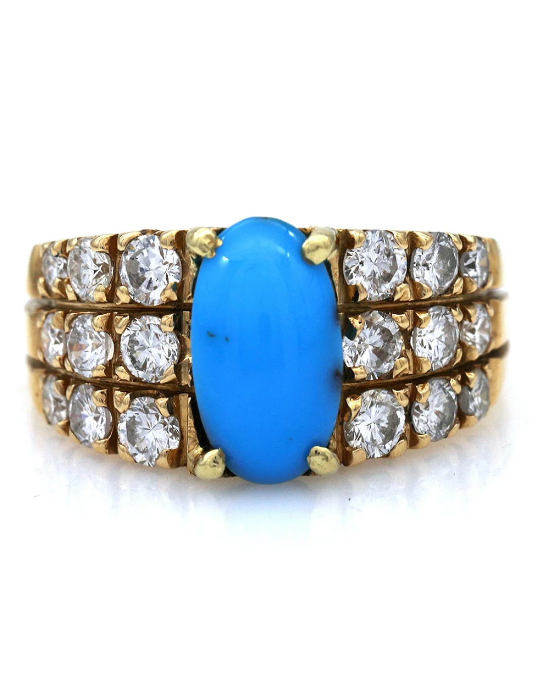 Oval Turquoise and Diamond Ring - Image 2