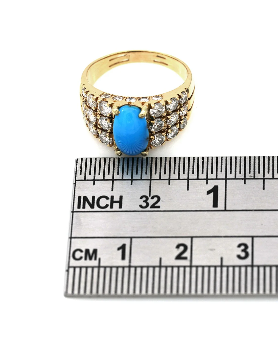 Oval Turquoise and Diamond Ring - Image 3