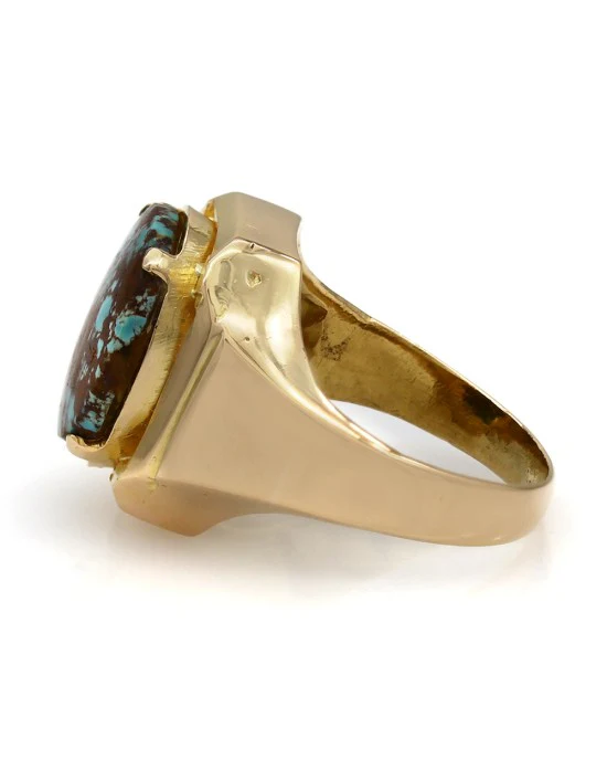 Oval Turquoise Ring in Yellow Gold - Image 3