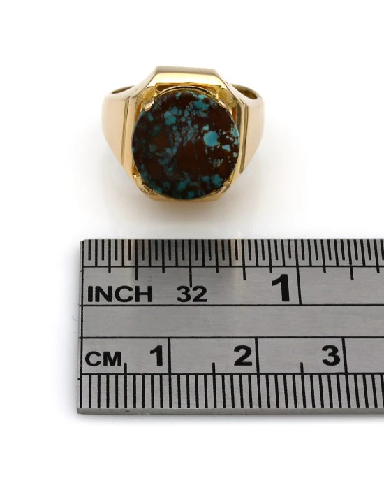 Oval Turquoise Ring in Yellow Gold - Image 4