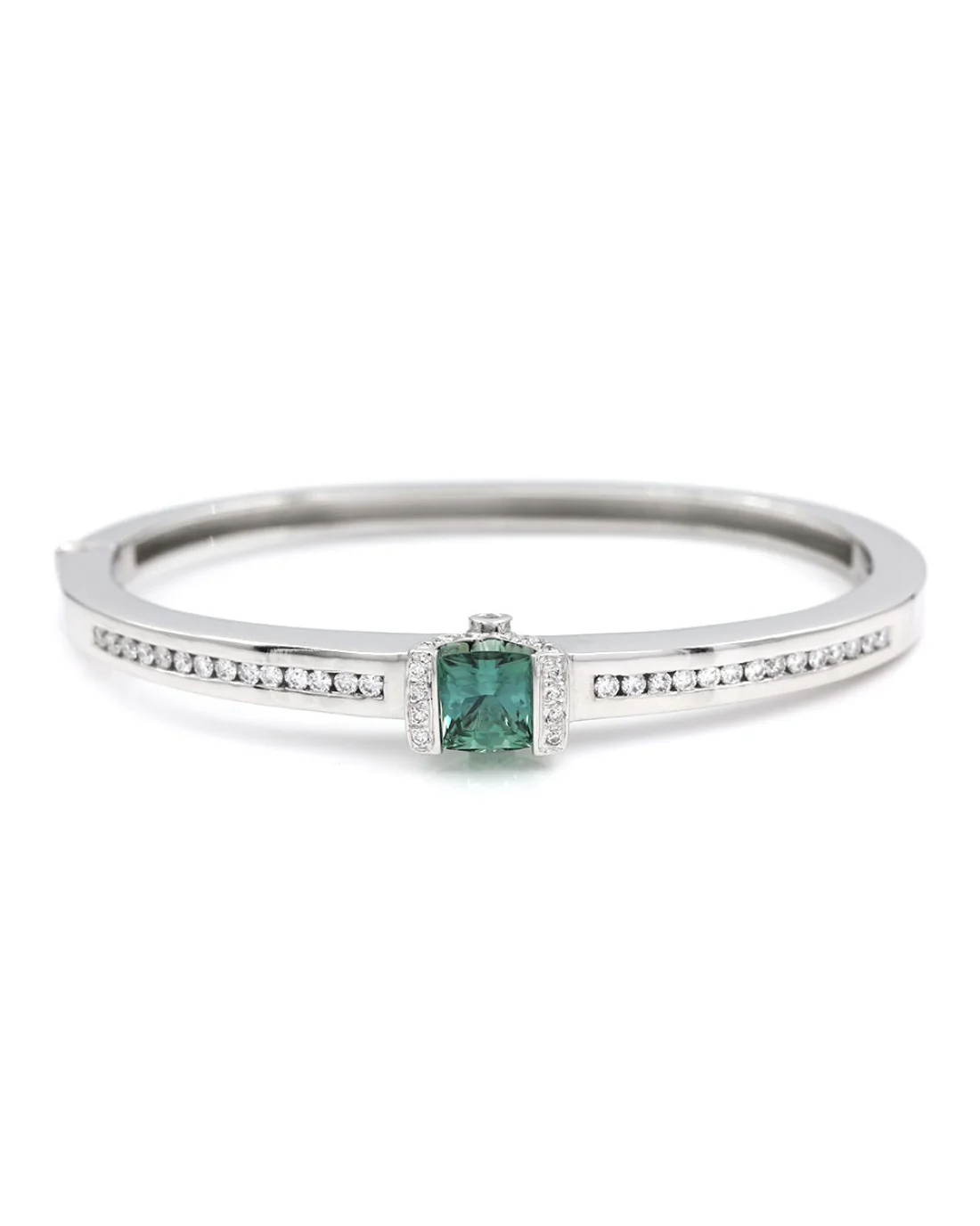 Pariba Tourmaline and Diamond Bangle Bracelet in Gold - Image 2