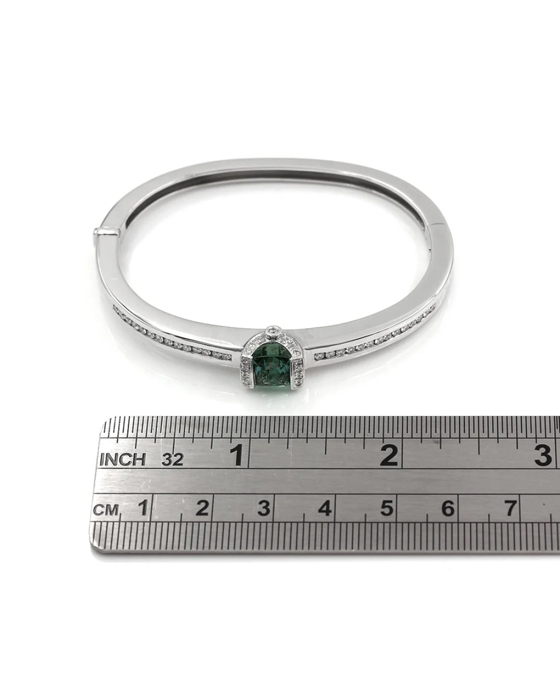 Pariba Tourmaline and Diamond Bangle Bracelet in Gold - Image 3