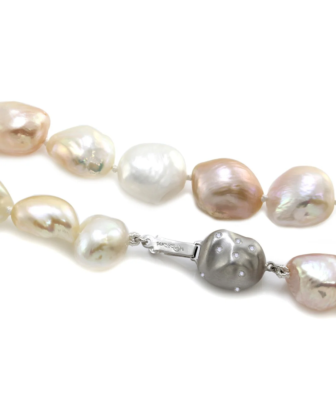 Pastel Multi-Color Freshwater Pearl Necklace with Gold Clasp - Image 2